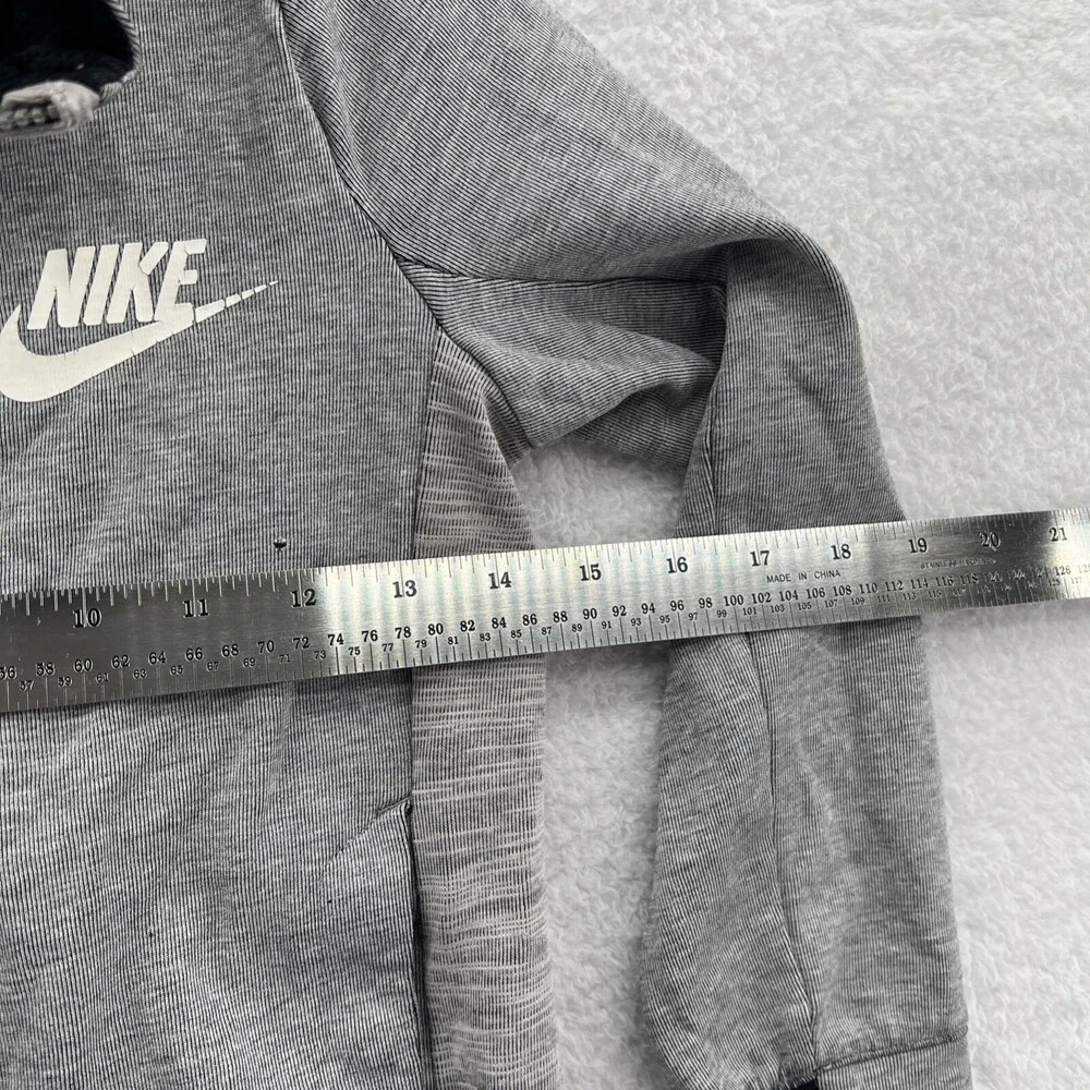 Nike Hoodie Boys XS Gray Full Zip Zip Long Sleeve‎ Jacket Logo Youth Extra Small
